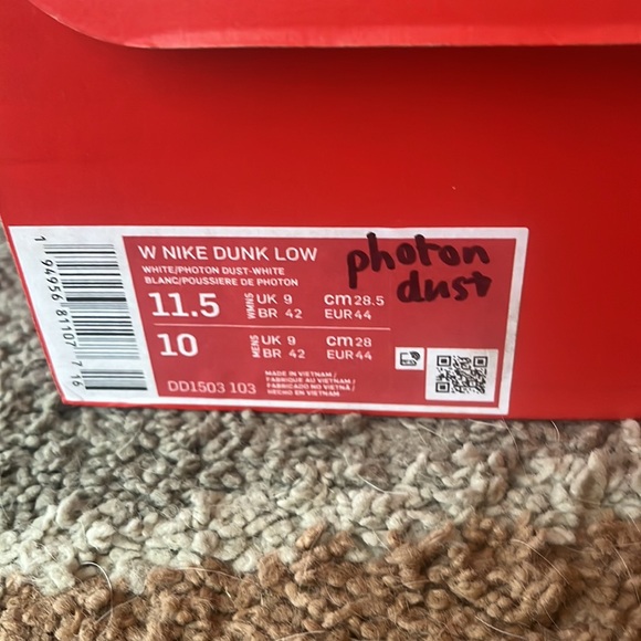 Nike dunk low photon dust mens 10 womens 11.5 - Picture 2 of 6